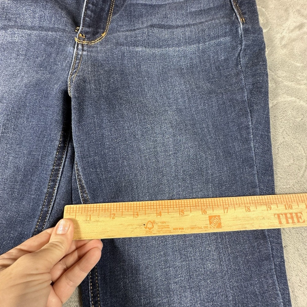 Judy Blue Boot Cut Jeans 13/31 Blue Distressed Mid Rise Frayed Hem Double Button - Picture 9 of 12